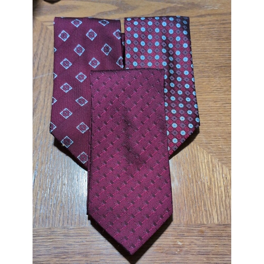 Daniel De Fasson Set of 3 Red Toned 100% Silk Handmade Ties
